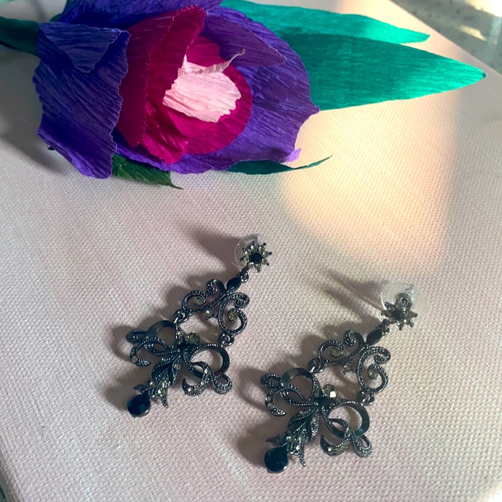 Dark Chandelier Statement Earrings - image 1